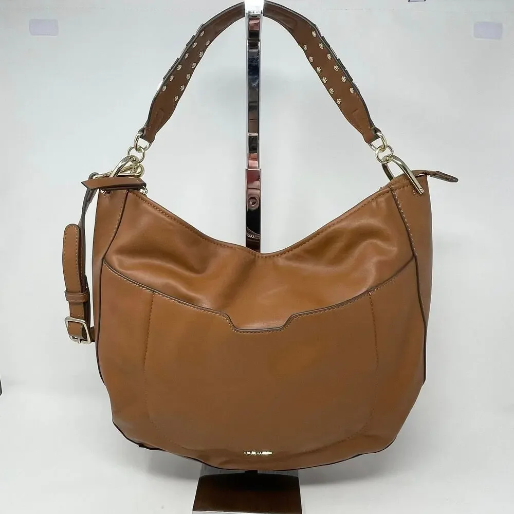 Nine West Sypress Tobacco Brown Vegan Leather Medium Hobo Bag